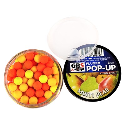 GBS Бойлы плавающие Pop-Up Мульти Груша три цвета 8мм GBS Бойлы плавающие Pop-Up Мульти Груша три цвета 8мм