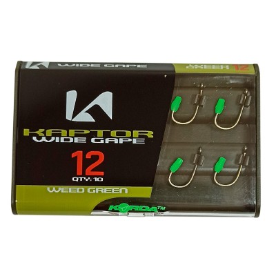 KORDA Крючок Kaptor Wide Gape Weed №12 с бородкой