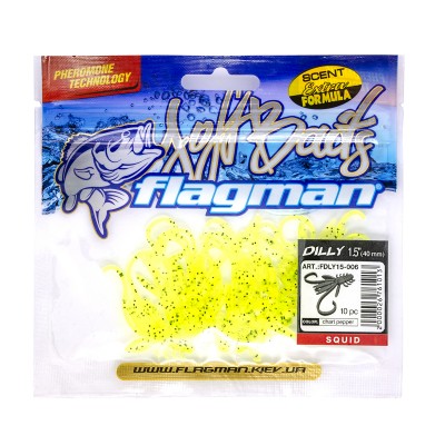 FLAGMAN Мягкая приманка Dilly 1,5" Chart Pepper Squid 3,8см 10шт