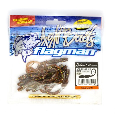 FLAGMAN Червь Helical 4" #011 salmon brown flash 10см 10шт