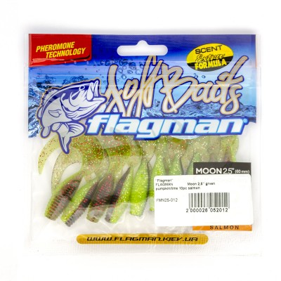 FLAGMAN Твистер Moon 2,5" #012 Green pumpkin lime 6,3см 10шт