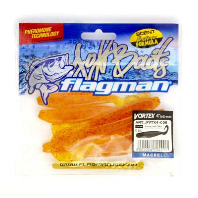 Твистер Flagman Vortex 4" honey red flake macrell