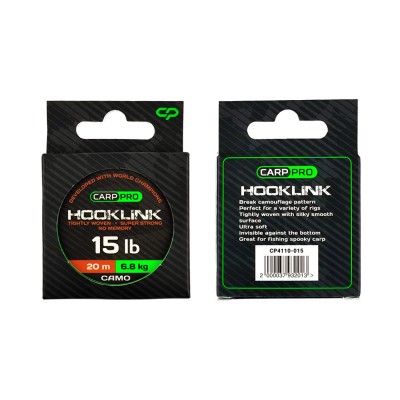 CARP PRO Поводковый материал Sinking Hooklink Camo 15lb 20м