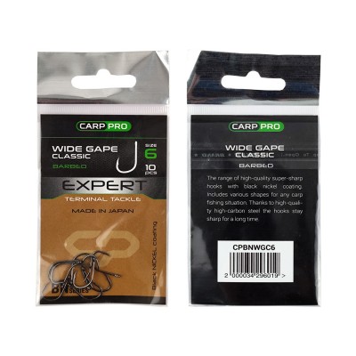 CARP PRO Крючок Black Nickel Wide Gape Classics №6 10шт