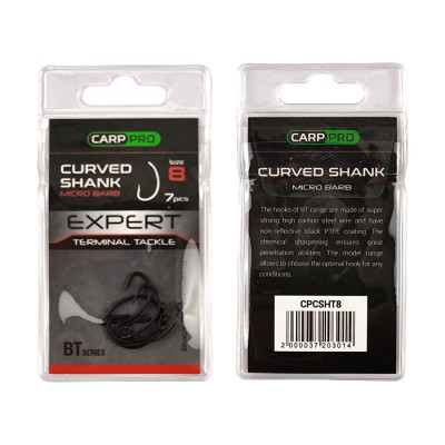 CARP PRO Крючок Black Teflon Curved Shank №8 7шт