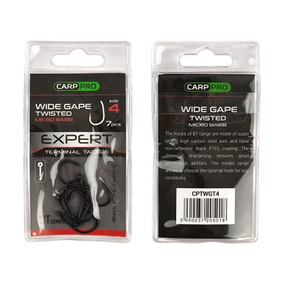 CARP PRO Крючок Black Teflon Wide Gape Twisted №4 7шт