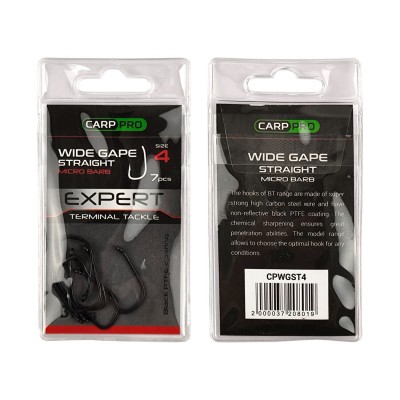 CARP PRO Крючок Black Teflon Wide Gape Straight №2 7шт