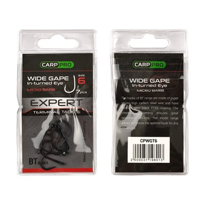 CARP PRO Крючок Black Teflon Wide Gape №6 7шт CARP PRO Крючок Black Teflon Wide Gape №6 7шт
