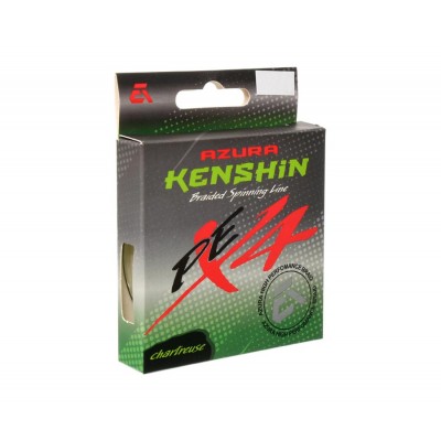 AZURA Шнур плетеный Kenshin PE X4 150м Chartreuse 0,165мм 7,3кг 16lb