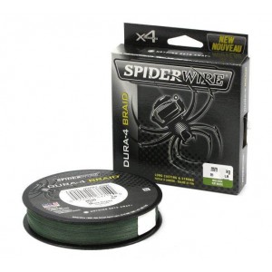 SPIDERWIRE Шнур плетеный Х4 Dura Braid 300м темнозеленый 0,10мм 9,1кг 20lb