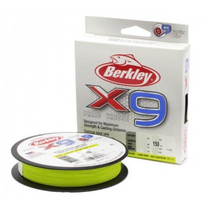 BERKLEY Шнур плетеный X9 150м яркожелтый 0,20мм 20,6кг