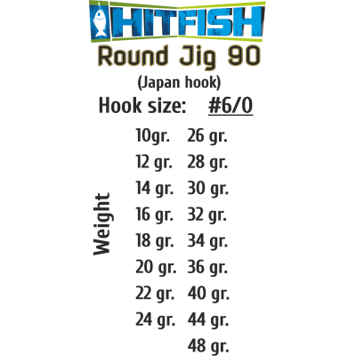 Джиг-головки HITFISH ROUND JIG 90 # 6/0-20 g (3 pcs)